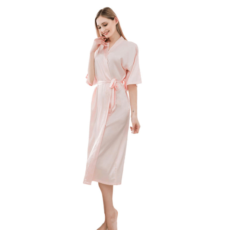 Satin Kimono Robes For Women Bride Long Robe Sleepwear