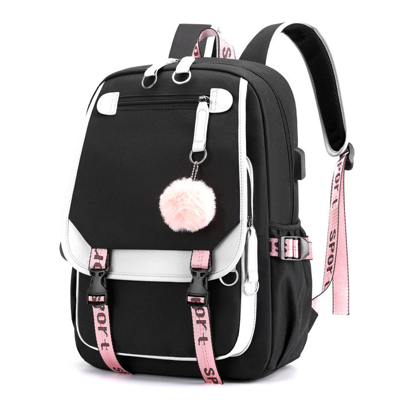 Luminous USB Nylon Student Backpack