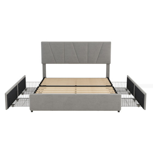 Decorated King-size Upholstered Platform Bed