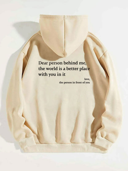 Women's Plush Letter Print Kangaroo Hoodie