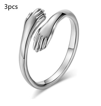 Adjustable Alloy Hands Hug Ring