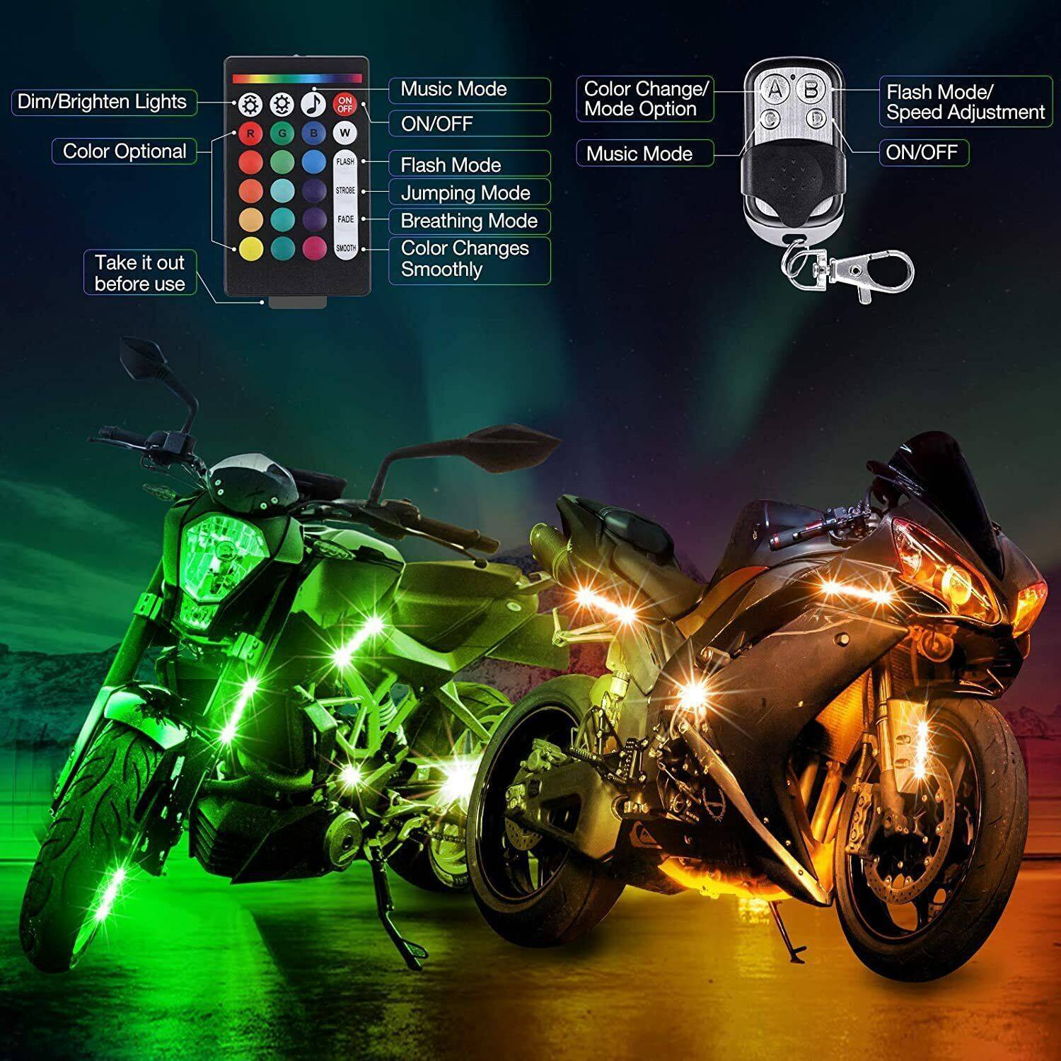 12X RGB Motorcycle LED Light Kit Under Glow Body Strip For Harley-Davidson