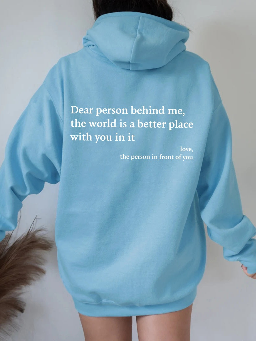 Women's Plush Letter Print Kangaroo Hoodie