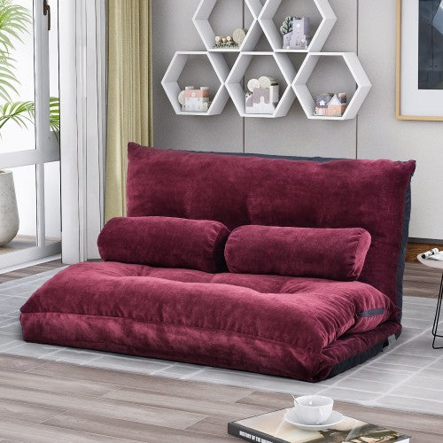 Sofa Bed Adjustable Folding Futon Sofa Video Gaming Sofa Lounge Sofa with Two Pillows