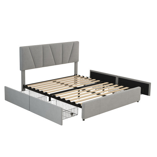 Decorated King-size Upholstered Platform Bed