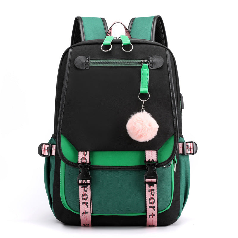 Luminous USB Nylon Student Backpack