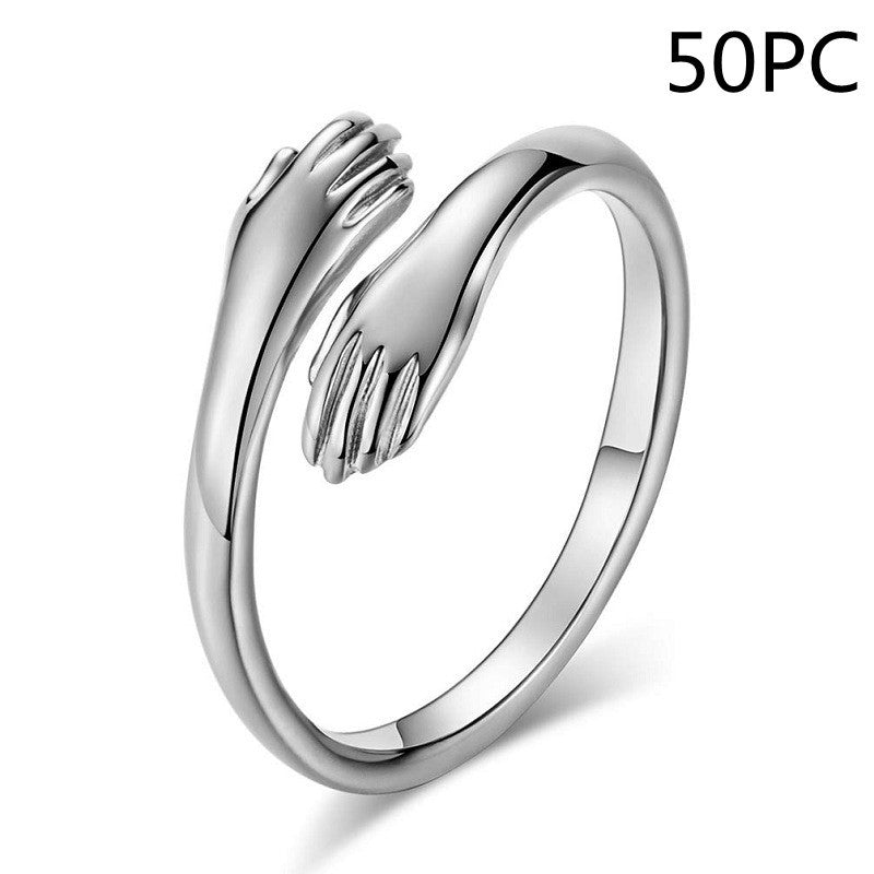 Adjustable Alloy Hands Hug Ring