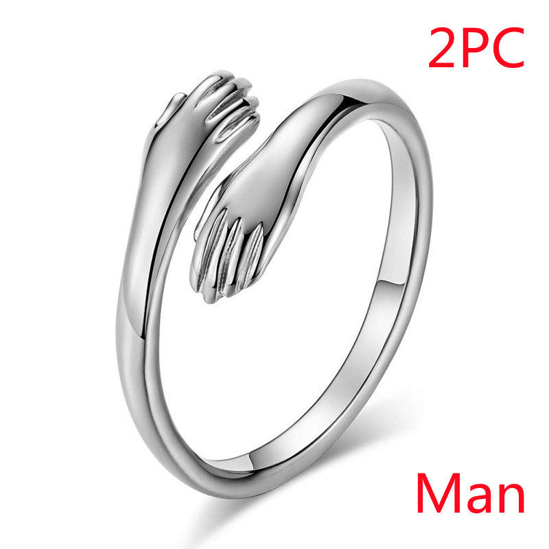 Adjustable Alloy Hands Hug Ring