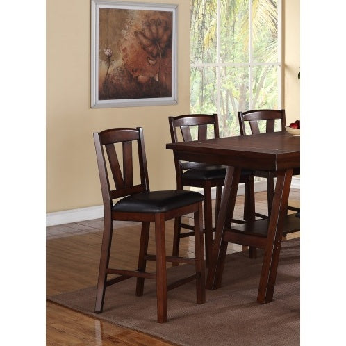 Dark Walnut Wood Framed Back Set Of 2 Dining Chairs Breakfast Kitchen Cushion Seats