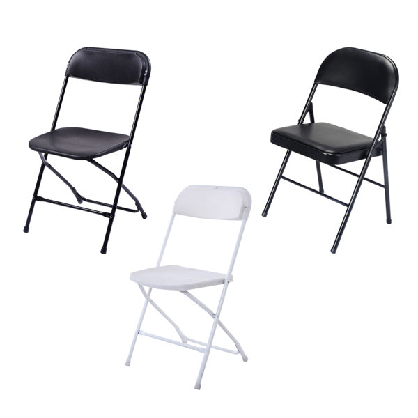 4 Foldable Leather Chairs In Black