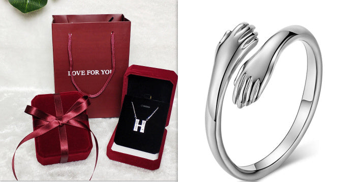 Adjustable Alloy Hands Hug Ring