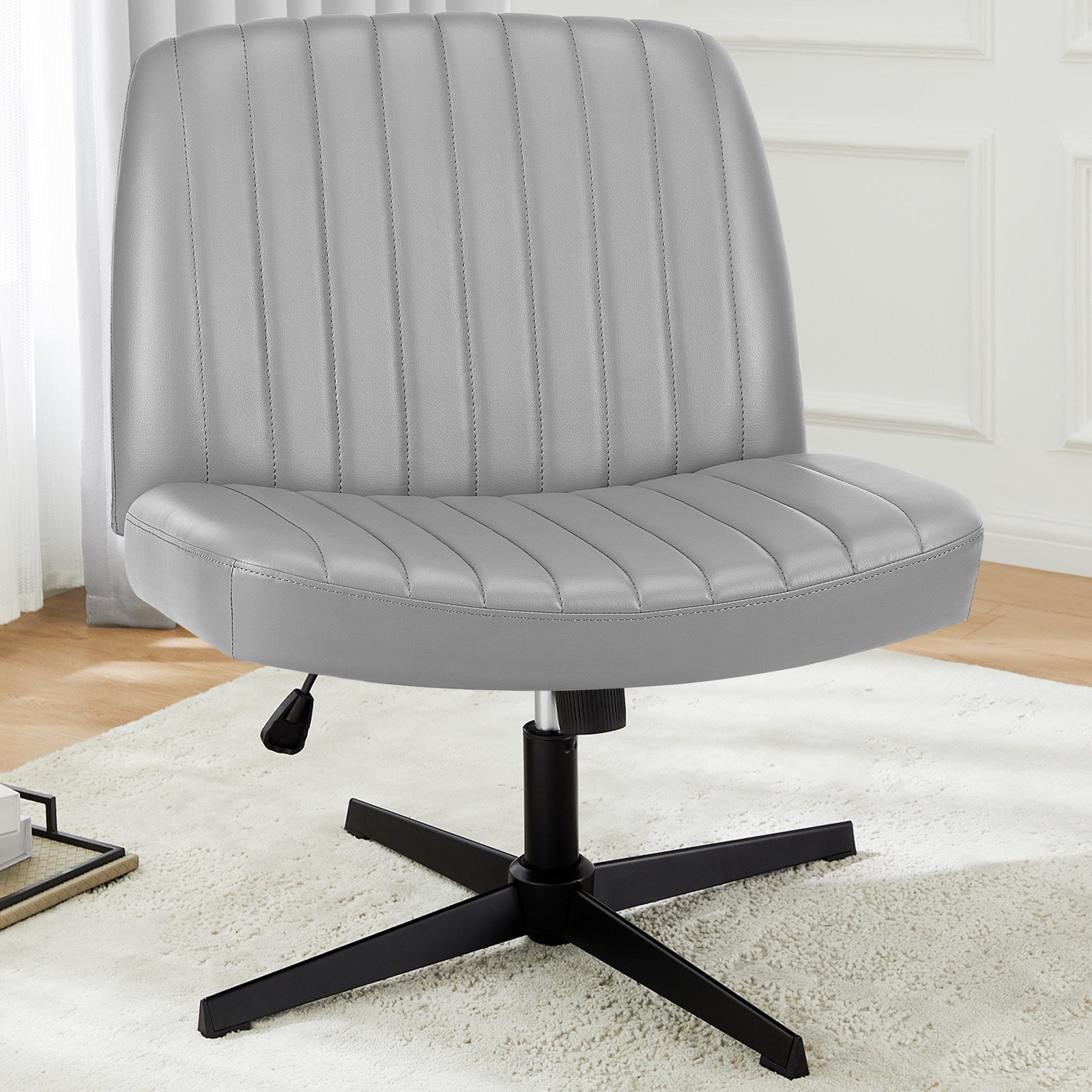 Cross-Legged Chair,No Wheels Armless Swivel Home Office Chair