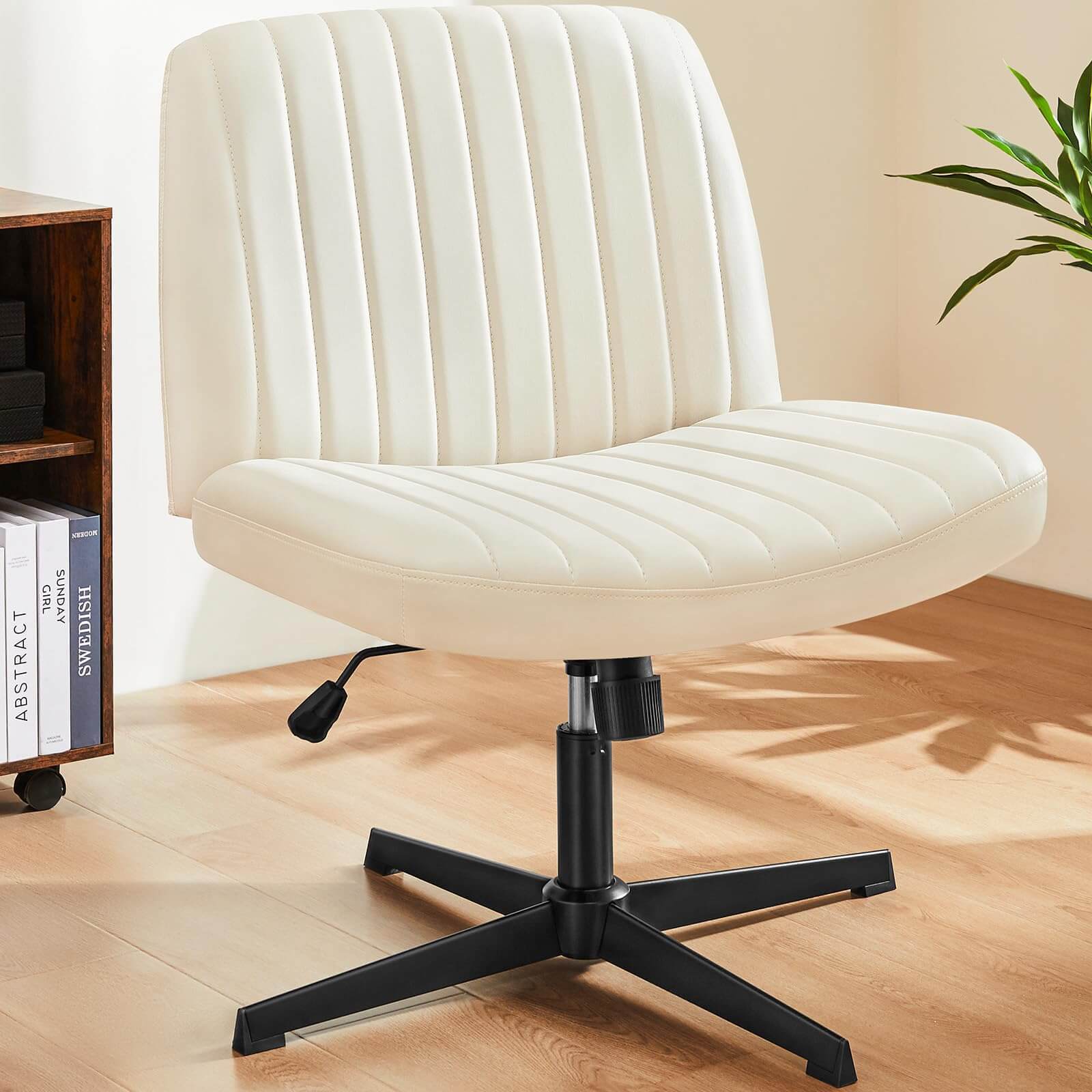 Cross-Legged Chair,No Wheels Armless Swivel Home Office Chair