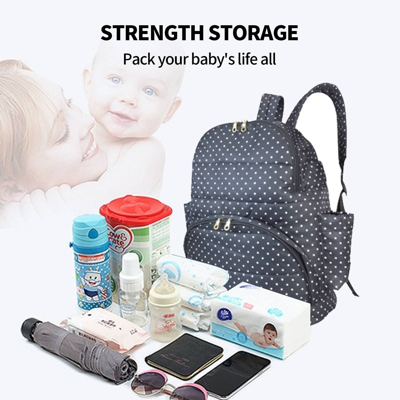 3Pcs Mummy Changing Bag Set Multifunctional Maternity Baby Nappy Diaper Backpack