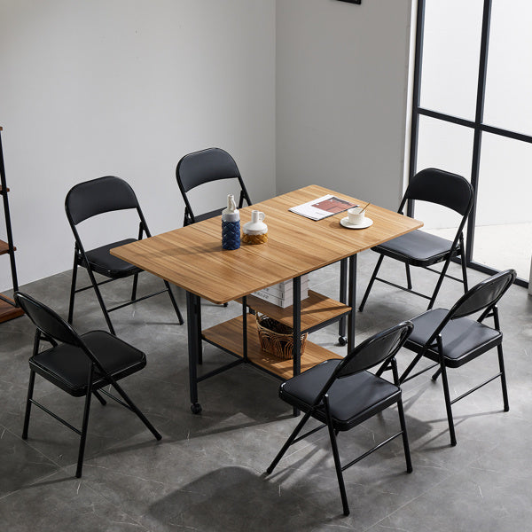 4 Foldable Leather Chairs In Black