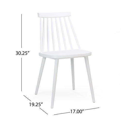 Farmhouse Spindle Back Dining Chairs, Set Of 2, White