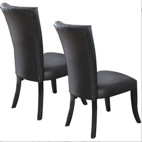 Black Faux Leather Upholstered Lines Back Set Of 2pc Chairs Dining Room Wide Flair Back Chair