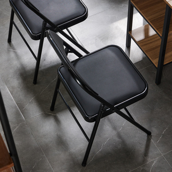 4 Foldable Leather Chairs In Black