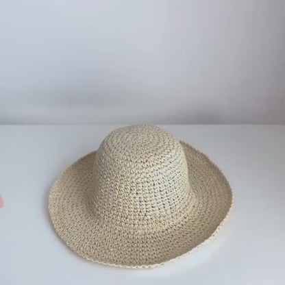 Women's Foldable Straw Sunscreen Hat