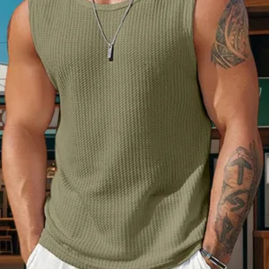 Men s Ribbed Knit Tank Tops in Solid Colors for Casual Wear Sleeveless T-Shirt for Workout and Bodybuilding Streetwear Style