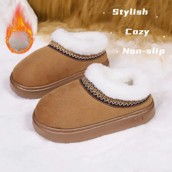 Winter Women's Soft Platform Slippers Fleece Cotton Warm Shoes, Comfortable, Anti-Slip, Unisex Indoor Slippers