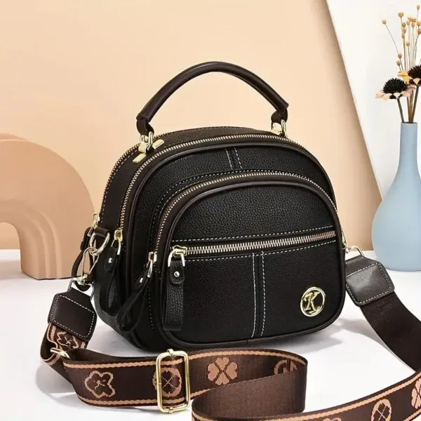 Fashion Women's Bag Multi Pocket Casual Small Handbag Shoulder Crossbody Bag Layered Design Adjustable Shoulder Strap