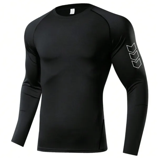 Men's Compression Long Sleeve Shirt Black Fitness T-shirt Male Running  Quick Drying Gym Top Sun Protection Sports Base Layer