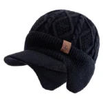 New Unisex Winter Hat Plush Fur Lined Warm Earflap Cap Stylish Soft Beanie Hat  Outdoor Thick Ski Sports Knitted Hat 2029