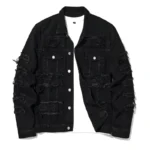 Men's High Street Destroyed Jeans Jacket With Patchwork Fashion Streetwear Ripped Denim Coat For Male Distressed Outerwear
