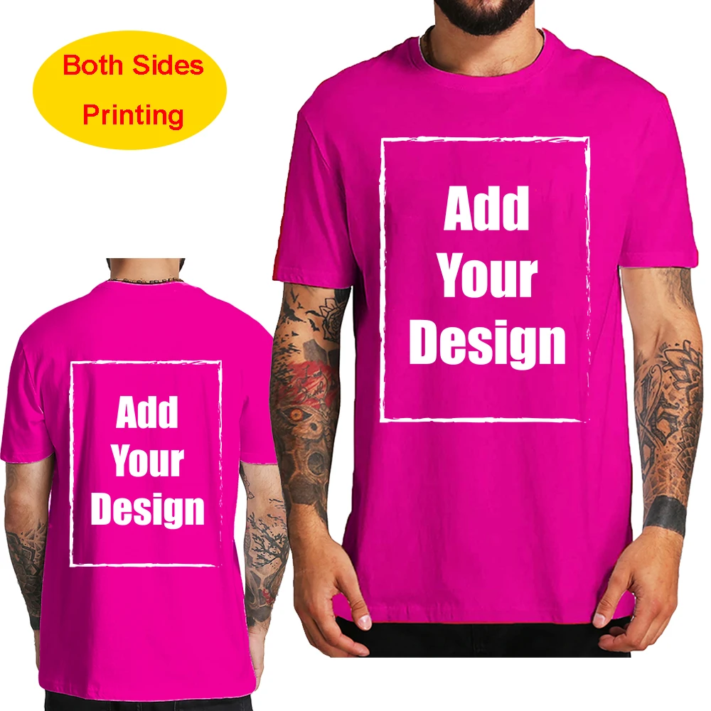 Custom T Shirt for Men Front Back Print Make Your Design Logo Text Gift Tshirt 100% Cotton Made in US - Image 10