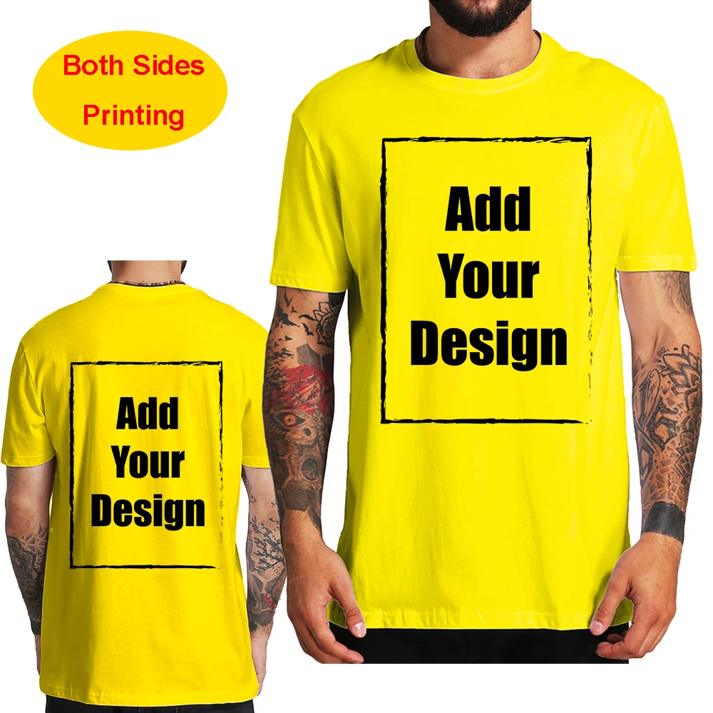Custom T Shirt for Men Front Back Print Make Your Design Logo Text Gift Tshirt 100% Cotton Made in US - Image 7