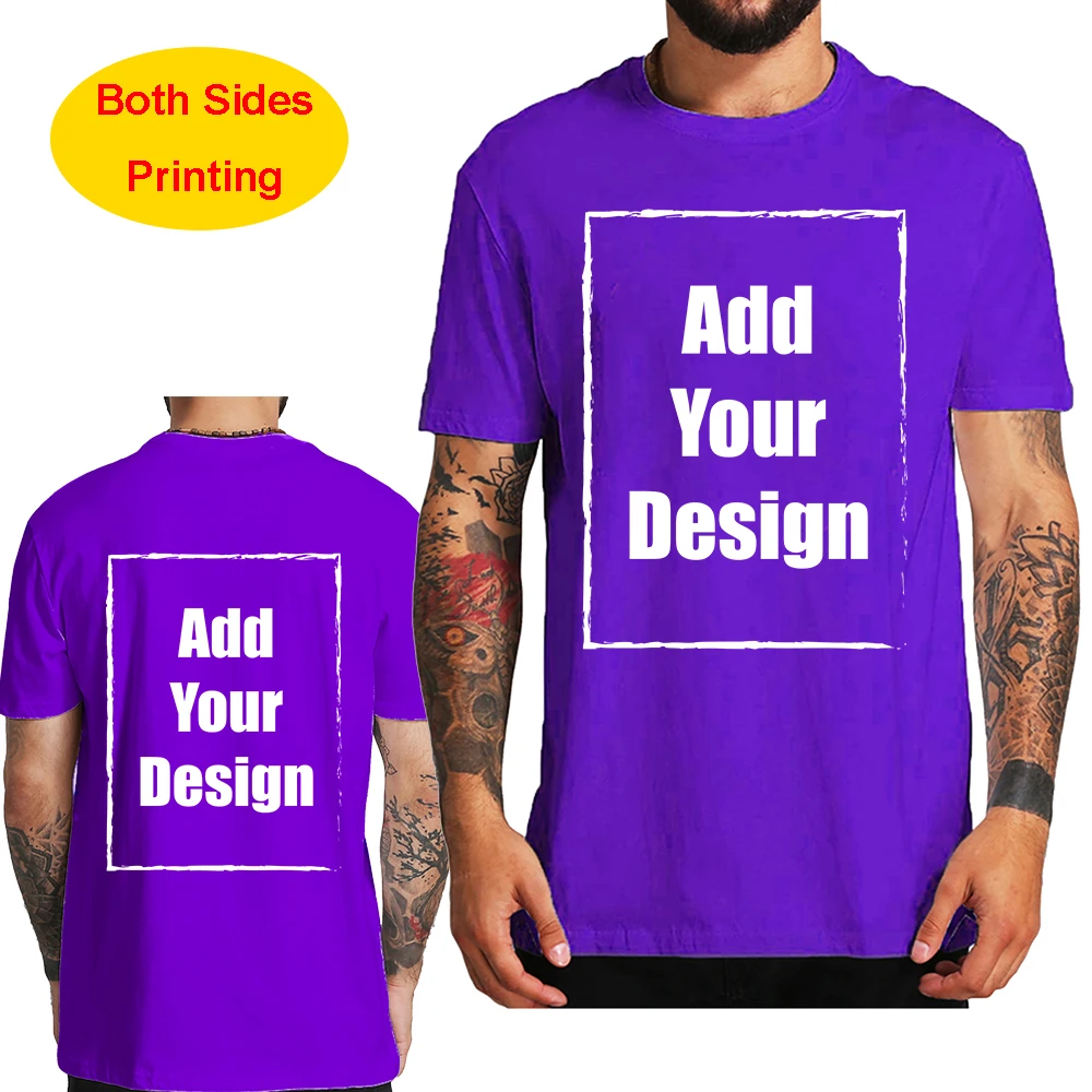 Custom T Shirt for Men Front Back Print Make Your Design Logo Text Gift Tshirt 100% Cotton Made in US - Image 11