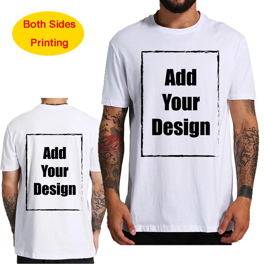 Custom T Shirt for Men Front Back Print Make Your Design Logo Text Gift Tshirt 100% Cotton Made in US - Image 5