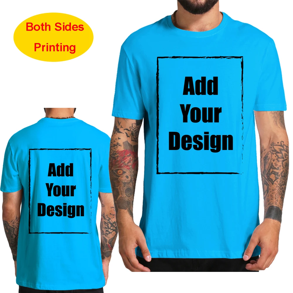 Custom T Shirt for Men Front Back Print Make Your Design Logo Text Gift Tshirt 100% Cotton Made in US - Image 9