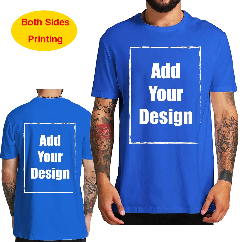 Custom T Shirt for Men Front Back Print Make Your Design Logo Text Gift Tshirt 100% Cotton Made in US - Image 8
