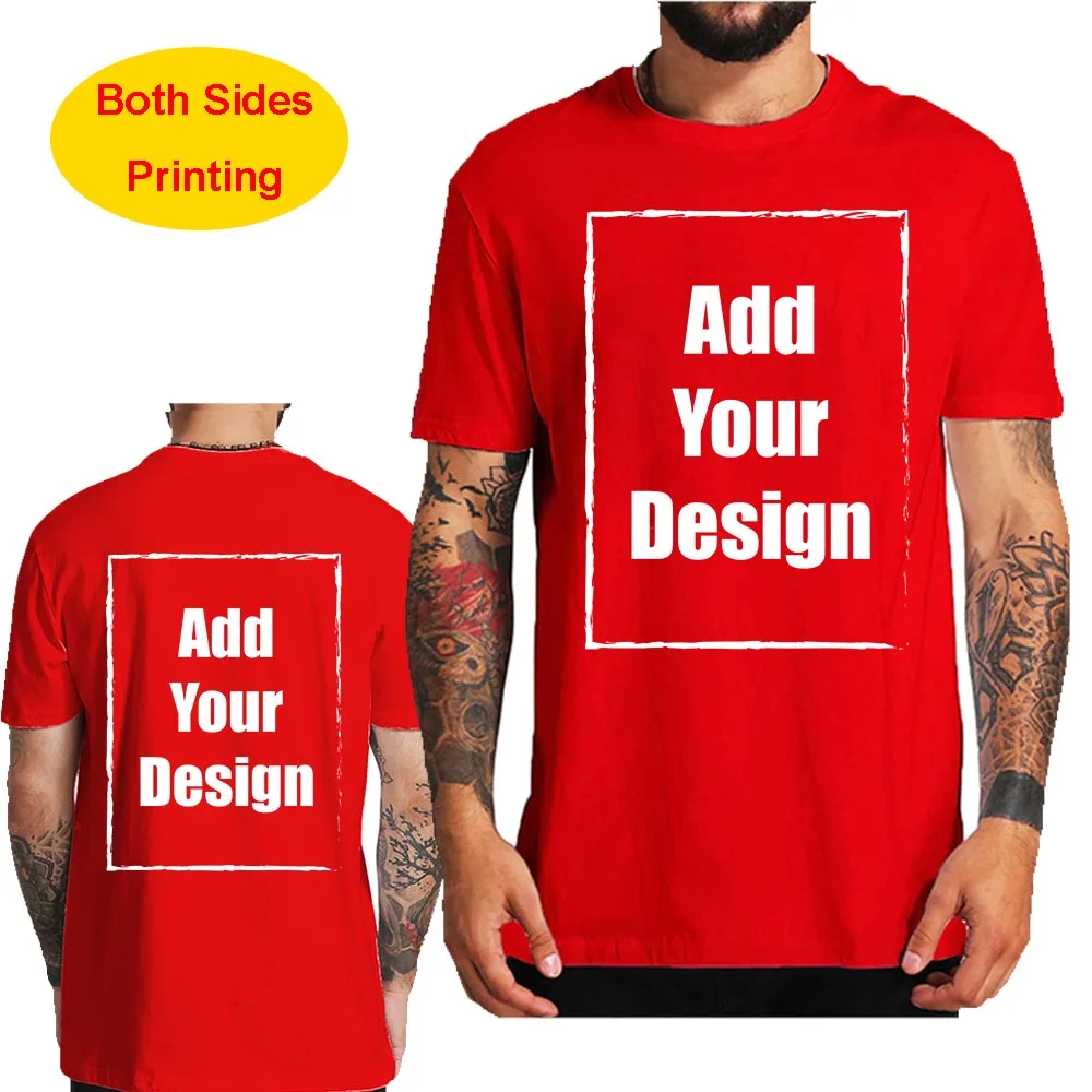 Custom T Shirt for Men Front Back Print Make Your Design Logo Text Gift Tshirt 100% Cotton Made in US - Image 13