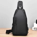 Men Bag Fashion New Solid Color Men Chest Bag Outdoor Casual Fashion One Shoulder Crossbody Bag Nylon USB Charging Shoulder Bags