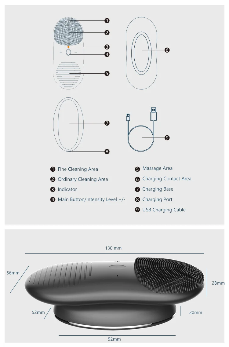 Silicone Face Brush Skin Care Tools Men And Women Face Cleansing Brush Waterproof Facial Cleansing Electric Face Scrub Brush - Image 12