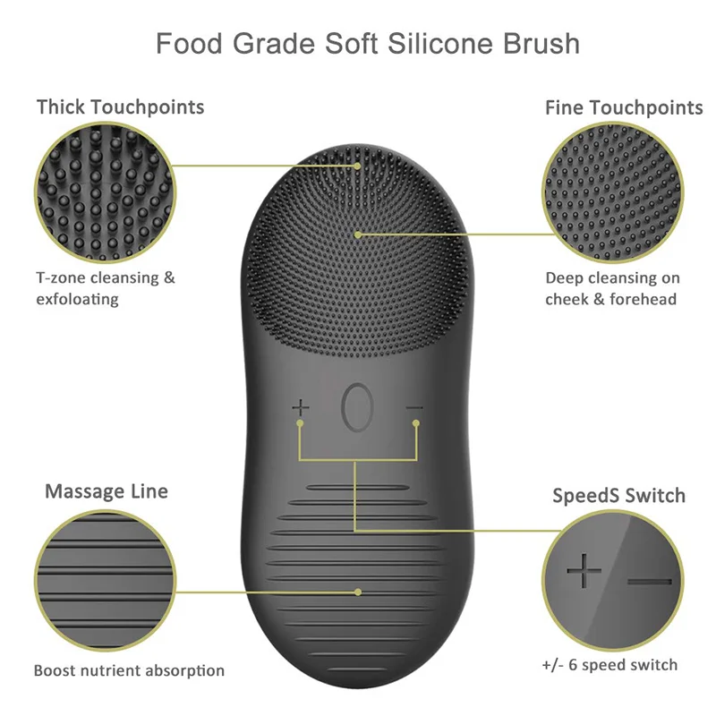 Silicone Face Brush Skin Care Tools Men And Women Face Cleansing Brush Waterproof Facial Cleansing Electric Face Scrub Brush - Image 5