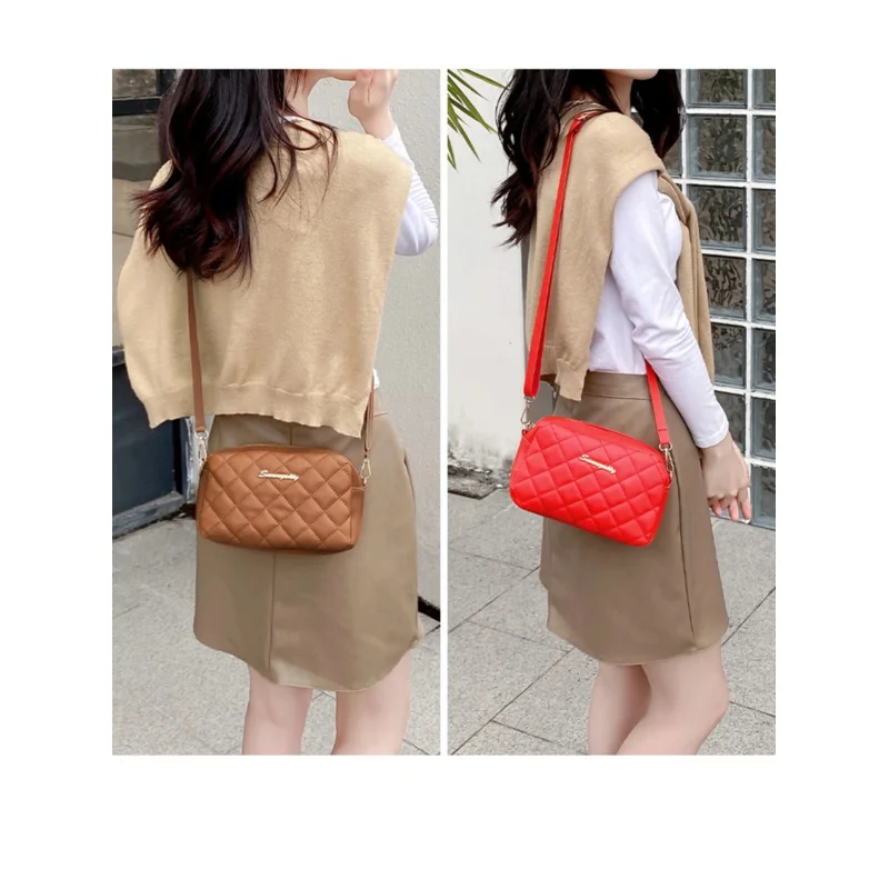 2026 tassel women's small crossbody bag trend diamond grid embroidery camera women's shoulder bag fashion chain crossbody bag - Image 2