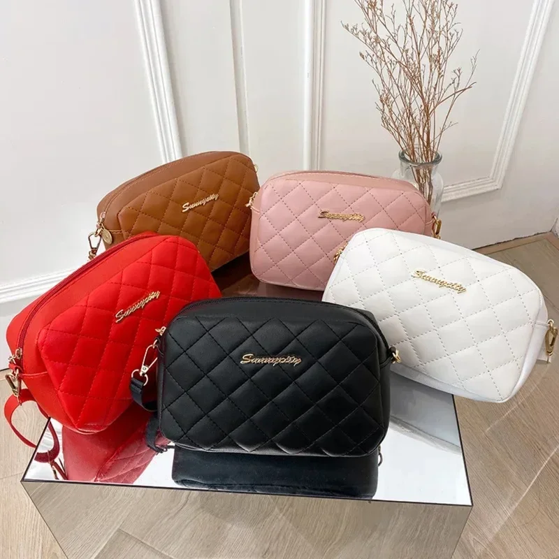 2026 tassel women's small crossbody bag trend diamond grid embroidery camera women's shoulder bag fashion chain crossbody bag - Image 5