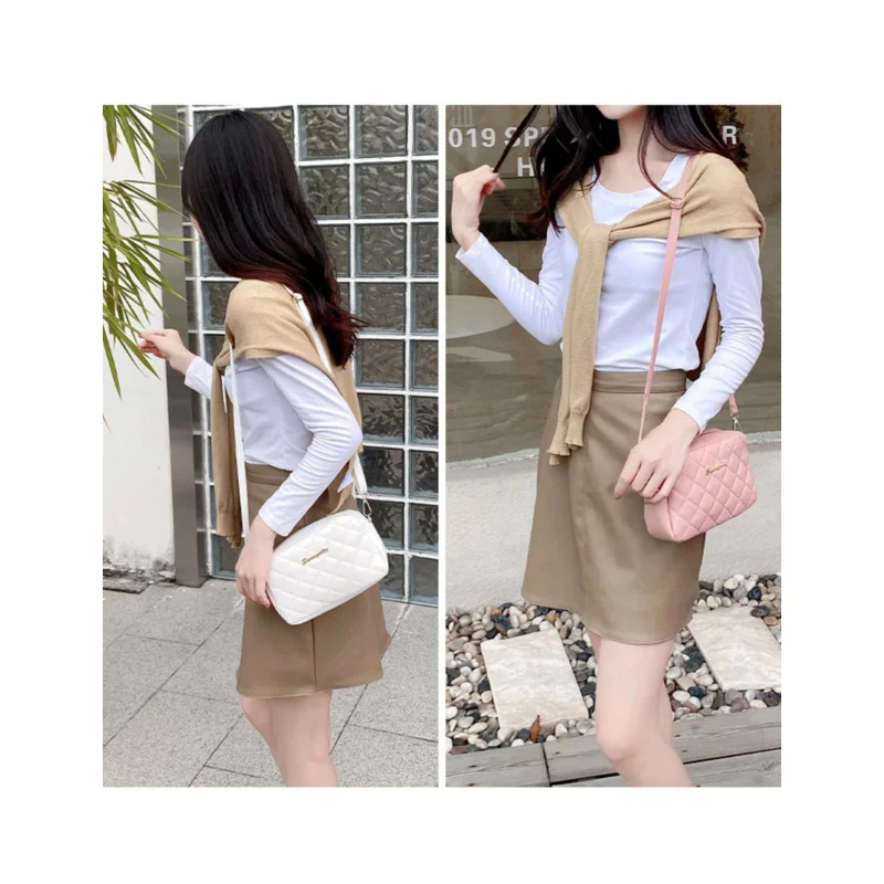 2026 tassel women's small crossbody bag trend diamond grid embroidery camera women's shoulder bag fashion chain crossbody bag - Image 3