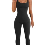 Women Sleeveless Bodycon Jumpsuit Summer Solid Color U-neck Romper Pants Streetwear Clubwear